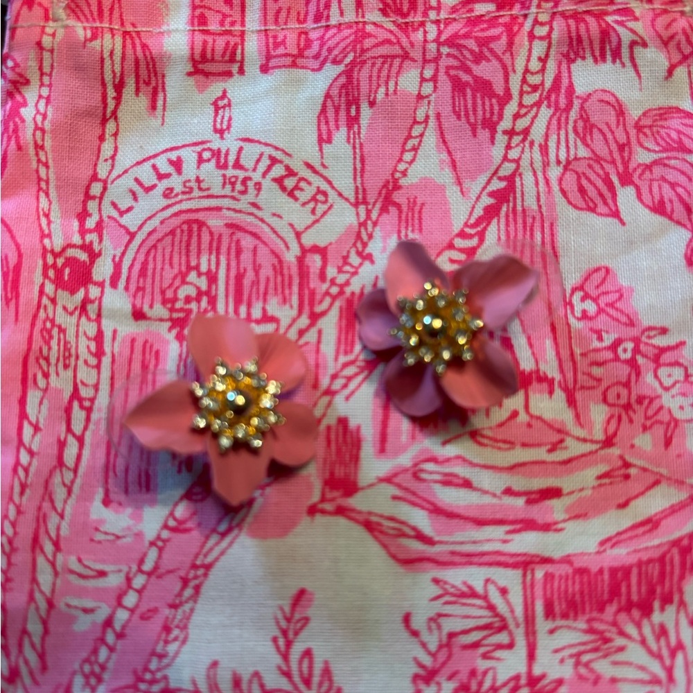 Lilly Pulitzer Pink and Gold Small Orchids Earrings
